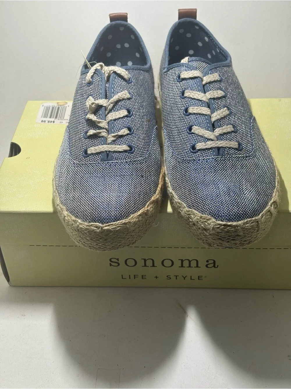 NWT Sonoma Life + Style Snaiden Blue Canvas Sneakers Espadrille Women’s  Sz 9.5